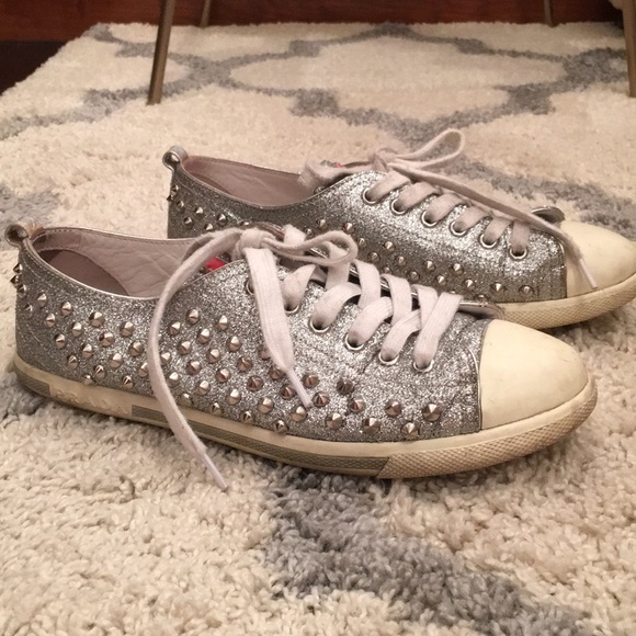 prada studded sneakers